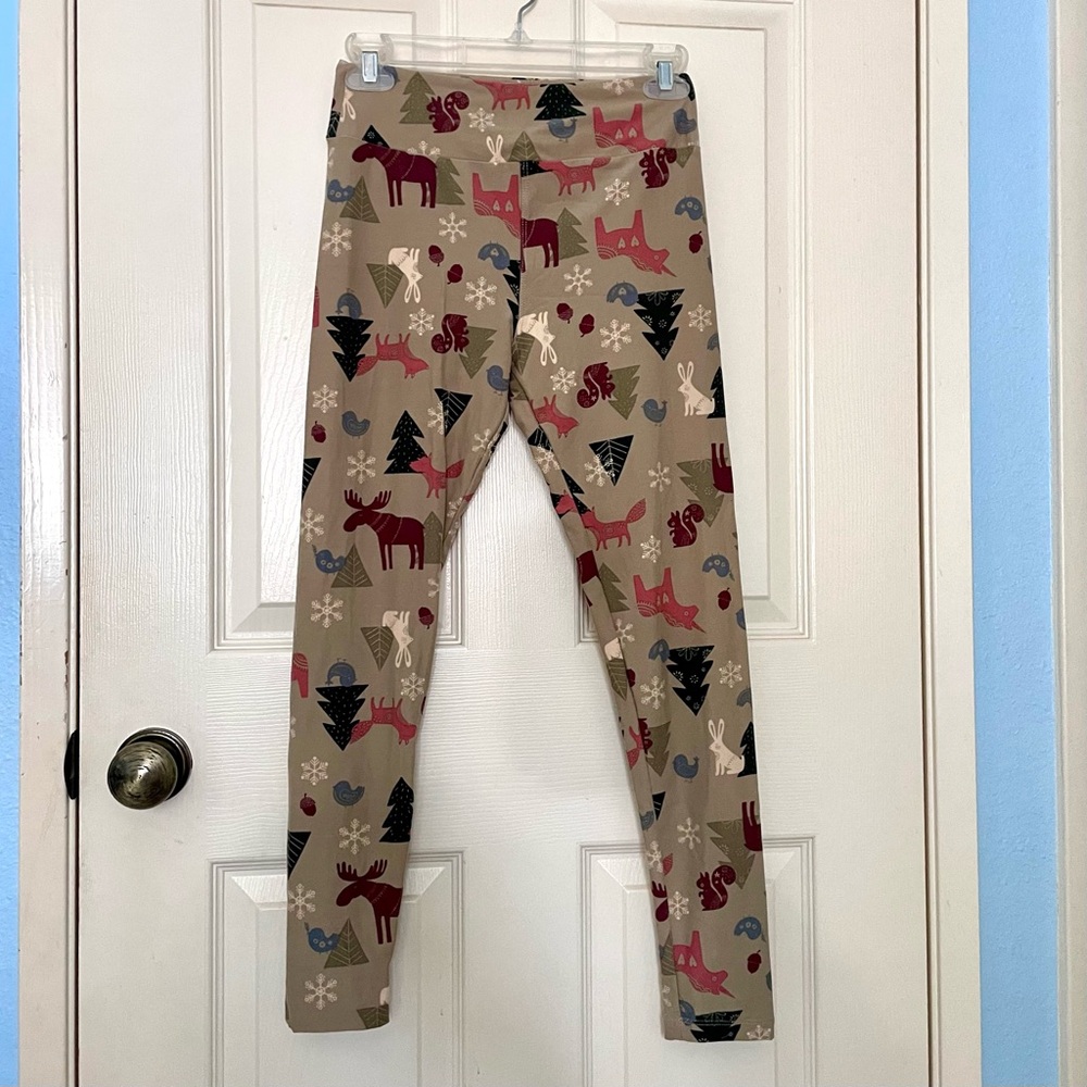 LulaRoe Leggings OS Woodland Creature Moose Unicorn Squirrel Fox Rabbit